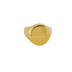 14k yellow signet ring round