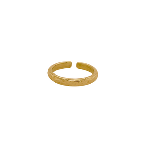 14k yellow gold hammered ring with open band.