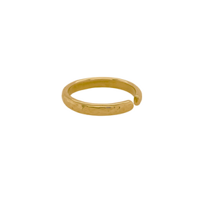 14k yellow gold hammered ring with open band.