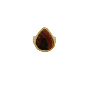 Sterling silver Mexican Opal Ring with 14K bezel.