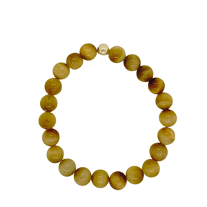 Large Light Tigers Eye with silver bead.