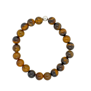 Large Dark Tigers Eye with silver bead.