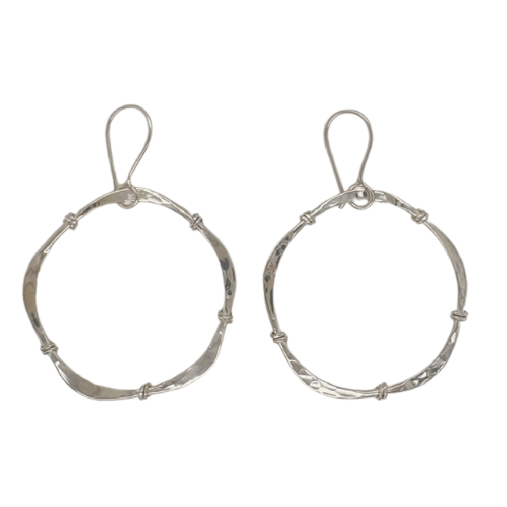 Sterling silver 1.5" Twist Hoops with wraps.