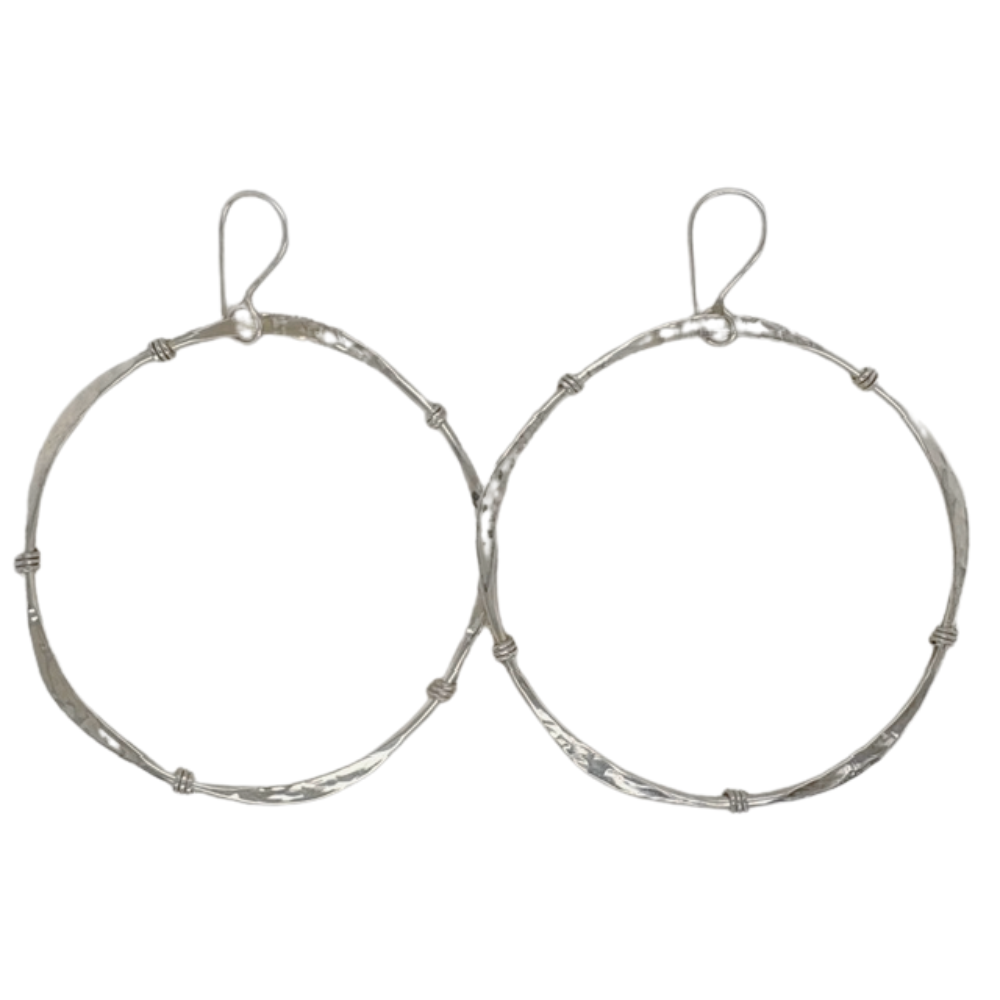Sterling silver 2.5" Twist Hoops with wraps.
