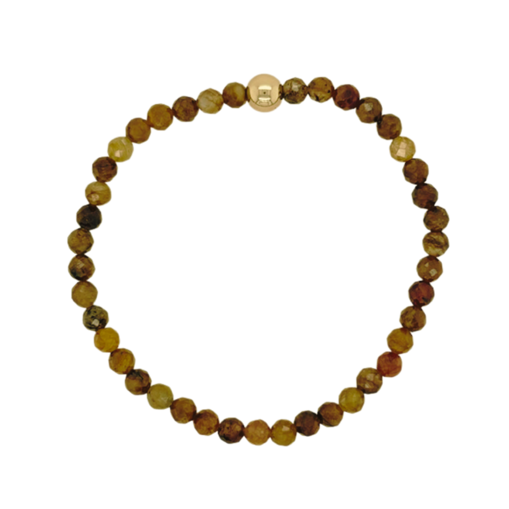 Faceted Tigers Eye hand beaded bracelet with gold fill beads.