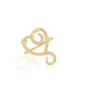 Hammered heart ring in gold
