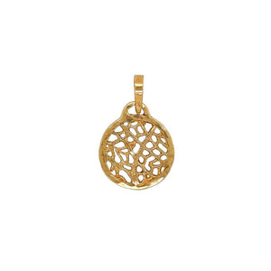 14K yellow gold small 7/8" fan coral pendant