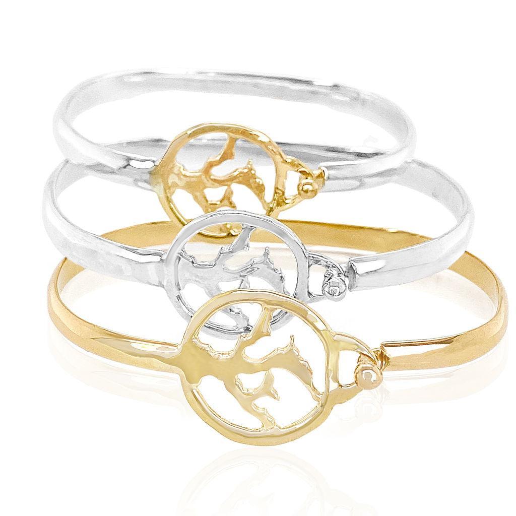 Combination Elkhorn bracelet sterling silver & 14kt gold