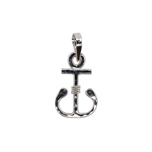 Small anchor  pendant in  sterling silver, sterling silver with 14kt wrap, or 14kt gold.