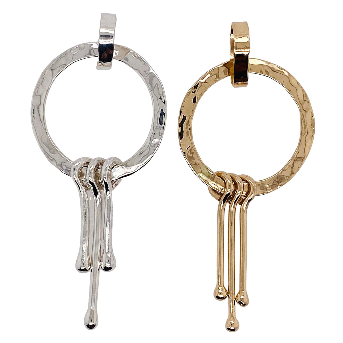 Ball pendant necklace in sterling silver and 14 kt gold. 