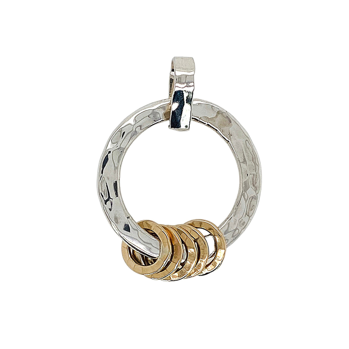 Circle of life pendant in sterling silver and gold.