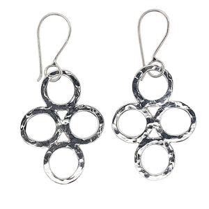 Circle dangle earrings in sterling silver. 