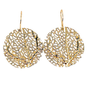 Lg. 1.5" coral reef earrings in 14K yellow gold.