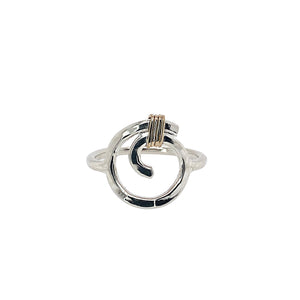 Karma ring in sterling silver with gold wrap accent