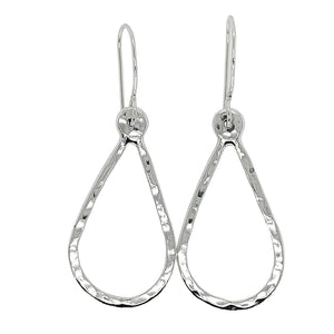 Hammered teardrop earrings in sterling silver.
