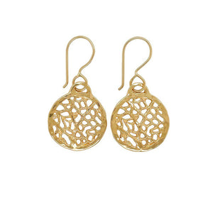 14K yellow gold 7/8" fan coral earrings