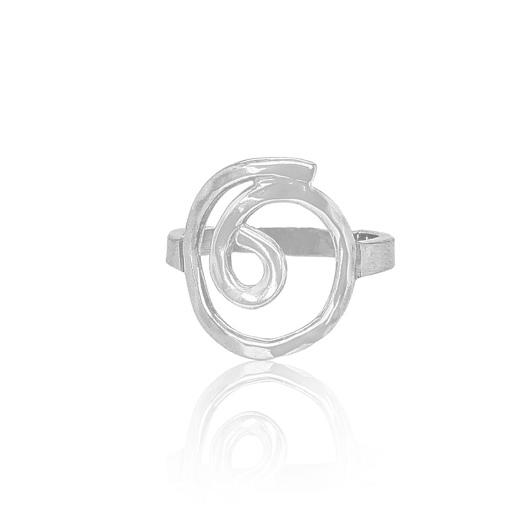 Tibetan symbol gratitude ring in sterling silver.