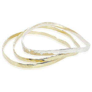  Hammered bangles in assorted 14k golds