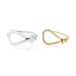 Infinity knot ring in sterling silver and 14k gold