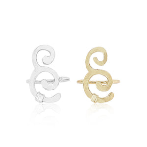 Wave rings in sterling silver & 14k yellow gold