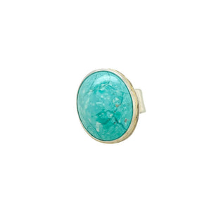 Sterling silver w/ 18K gold bezel accent Persian Turquoise.